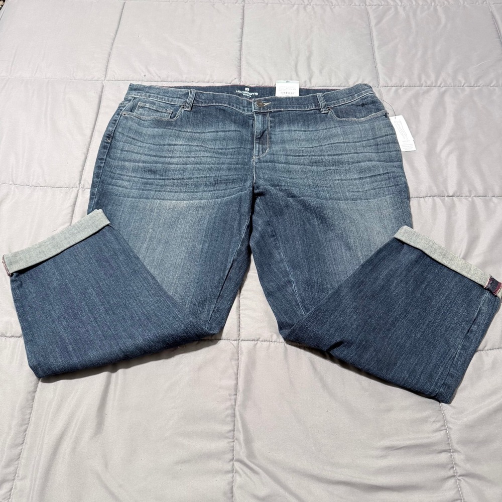 Liz Claiborne Woman City Fit Skinny Boyfriend Jeans 20W Medium Indigo Wash NWT